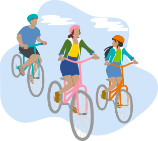 Family biking illustration